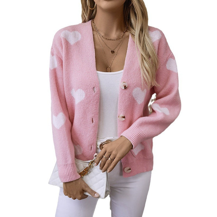 Fashion knit jacket for women with heart patterns and buttons Lune London