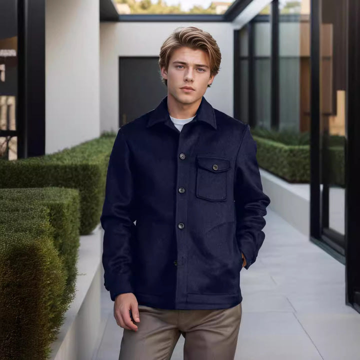 Wool jacket for men with structured design and practical chest pocket Lune London