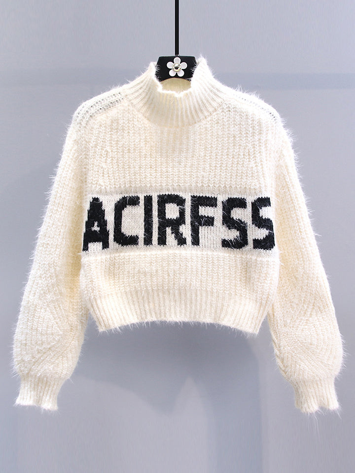 Chunky knit high neck sweater for women with a graphic pattern Lune London