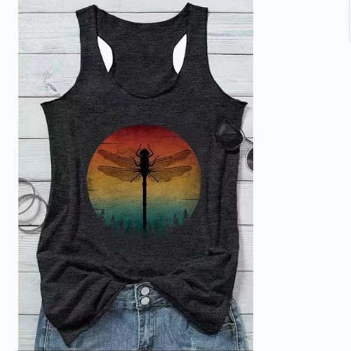 Women's tank top with trendy prints and a sporty cut at the back Lune London