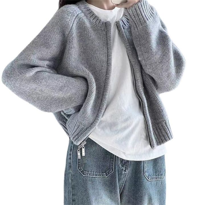 Casual knit jacket for women with a loose fit and ribbing Lune London
