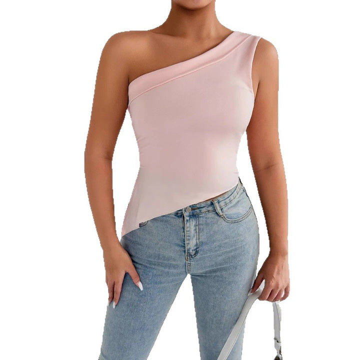 Women Elegant Asymmetrical Top with One Shoulder Design Lune London