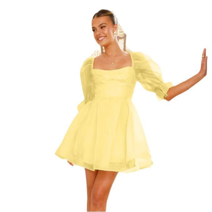 Chic & Stil Women's Mini Summer Dress with Ruffled Sleeves