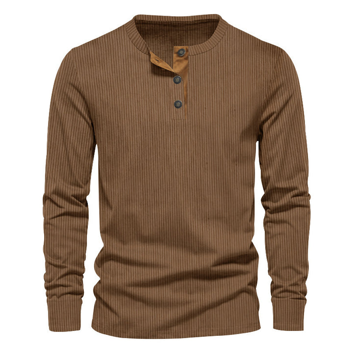 Casual long sleeve shirt for men with button placket and ribbed structure Lune London