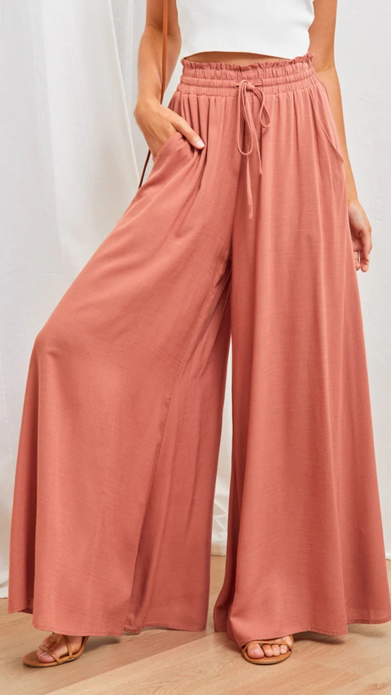 Maxi skirt women with elastic waistband and side pockets