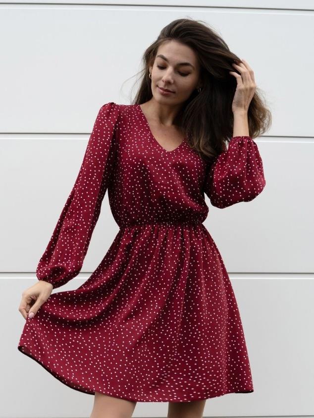 Casual dress for women with V-neck and puff sleeves Lune London