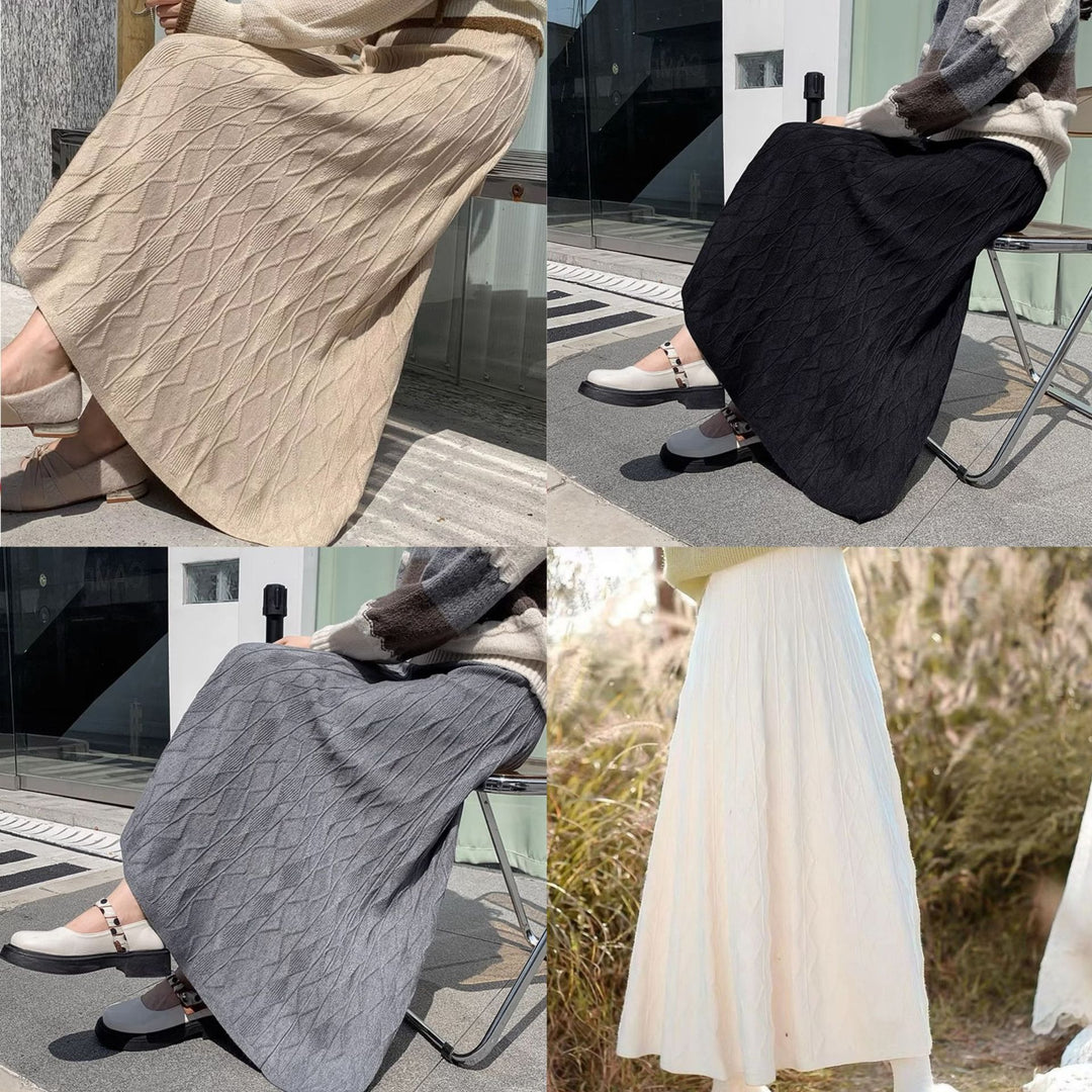 Knitted skirt for women with a modern diamond pattern Lune London
