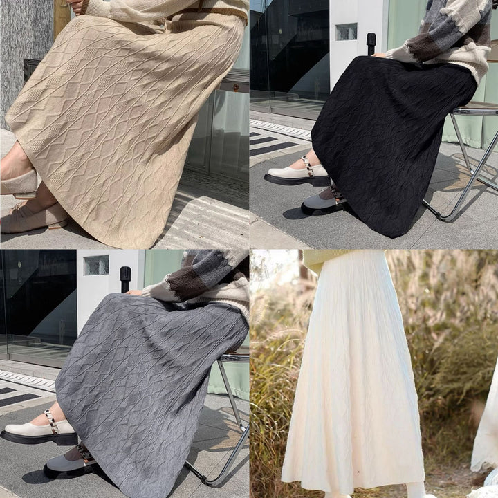 Knitted skirt for women with a modern diamond pattern Lune London