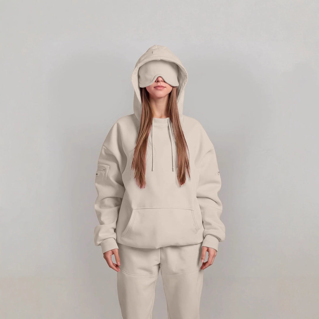 Ladies hoodie with integrated sleep mask Lune London