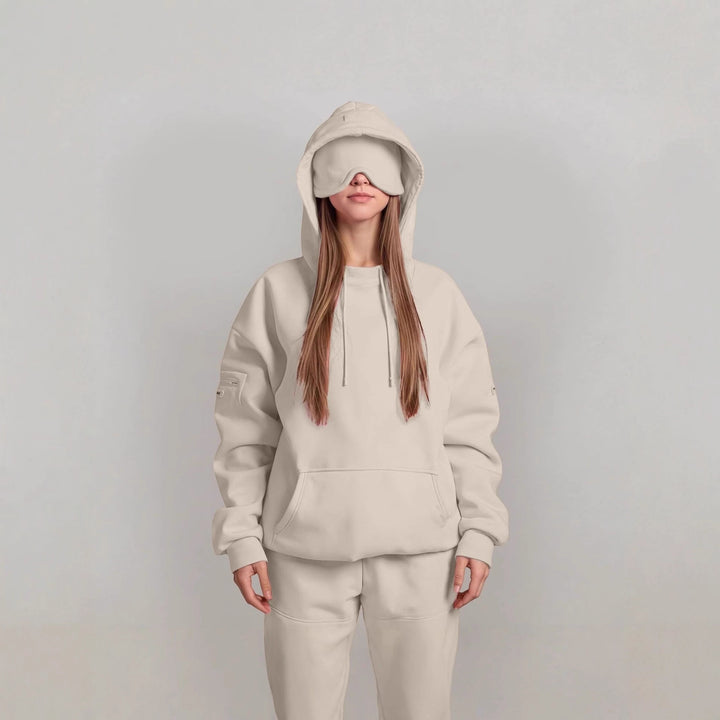 Ladies hoodie with integrated sleep mask Lune London