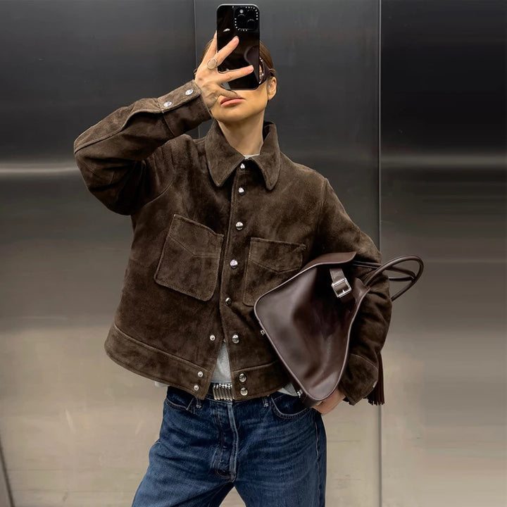Veste en suédine pour femme avec poches pratiques Chic & Stil