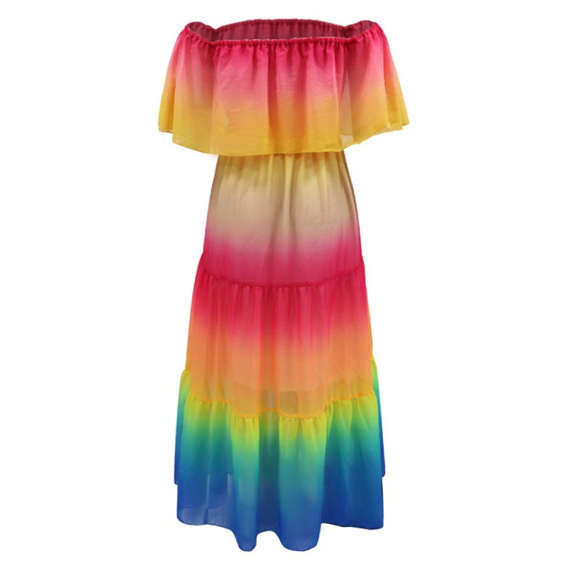 Lune London off-the-shoulder ruffle maxi dress