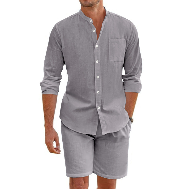 Casual linen set for men with button placket and practical pockets Lune London