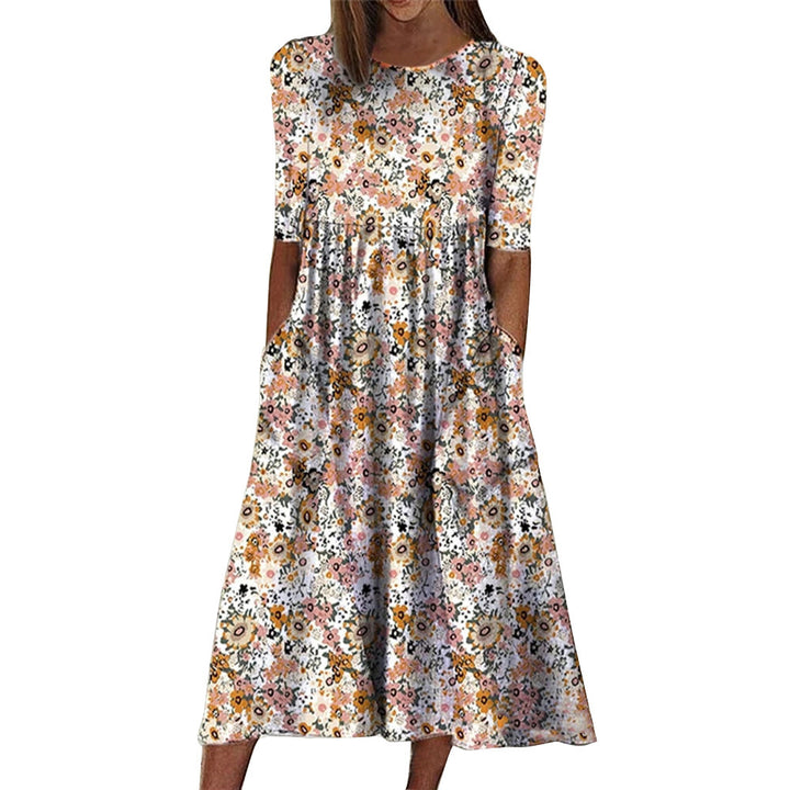 Women’s midi dress with floral design and practical pockets Lune London