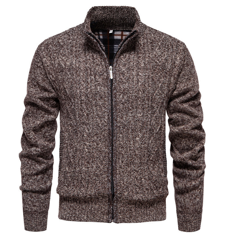 Men's knit jacket with high collar and zipper Lune London