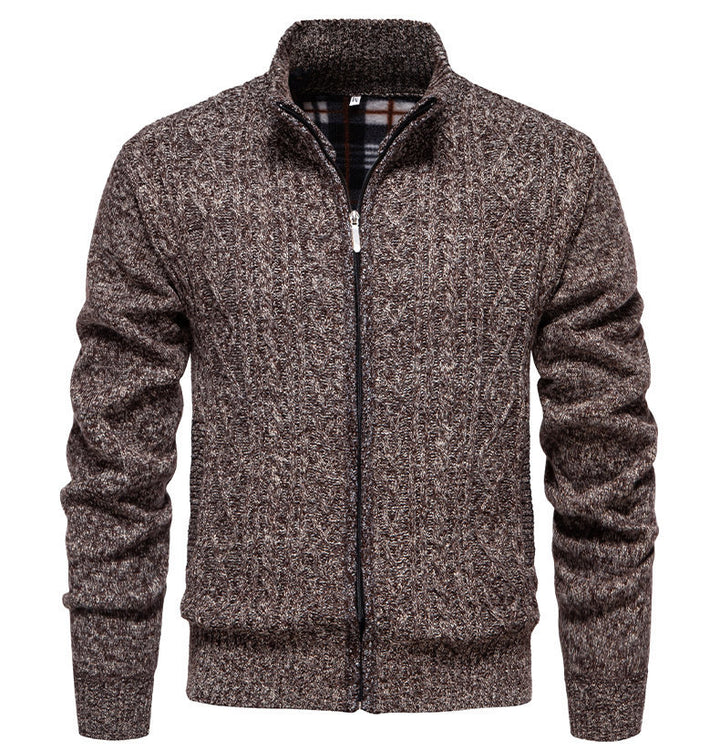 Men's knit jacket with high collar and zipper Lune London