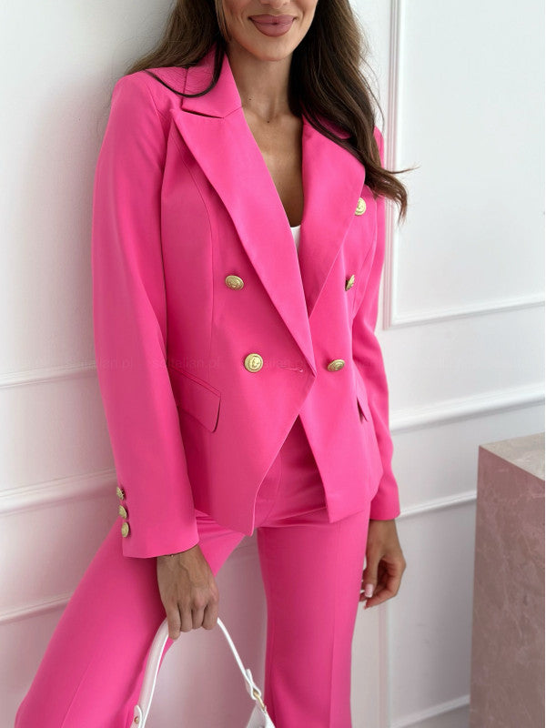 Ladies Elegant Double-Breasted Blazer with Gold Accents Lune London