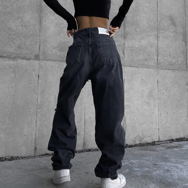 Marlene jeans for women with asymmetrical cut and distressed details Lune London