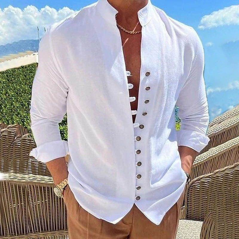 Trendy men's shirt with a slight structure and button placket Lune London