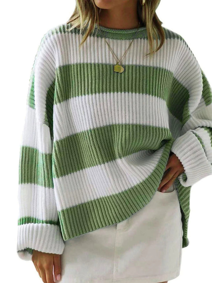Casual knitted sweater for women with an oversized fit and block stripes Lune London