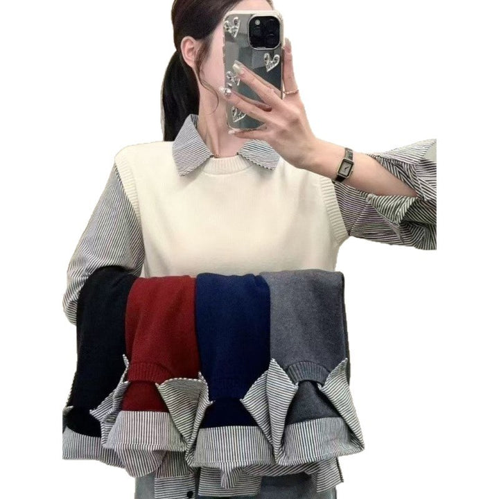 Pull décontracté pour femmes avec des manches de chemise élégantes et un look texturé Chic & Stil