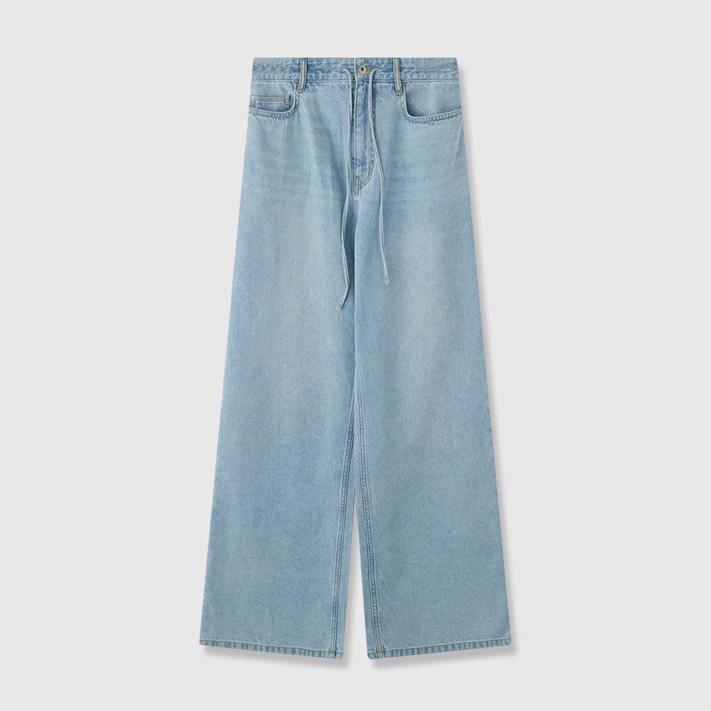 Culotte en denim à coupe ample pour femmes avec taille haute et bande élastique
