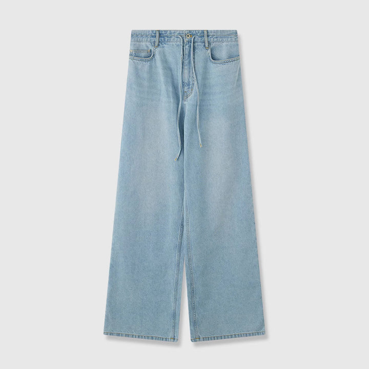 Culotte en denim à coupe ample pour femmes avec taille haute et bande élastique
