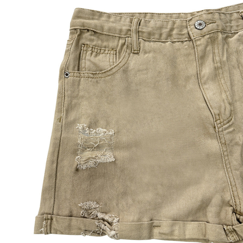 Women's Fashion Destroyed Denim Shorts with Casual Cut and Frayed Details Lune London