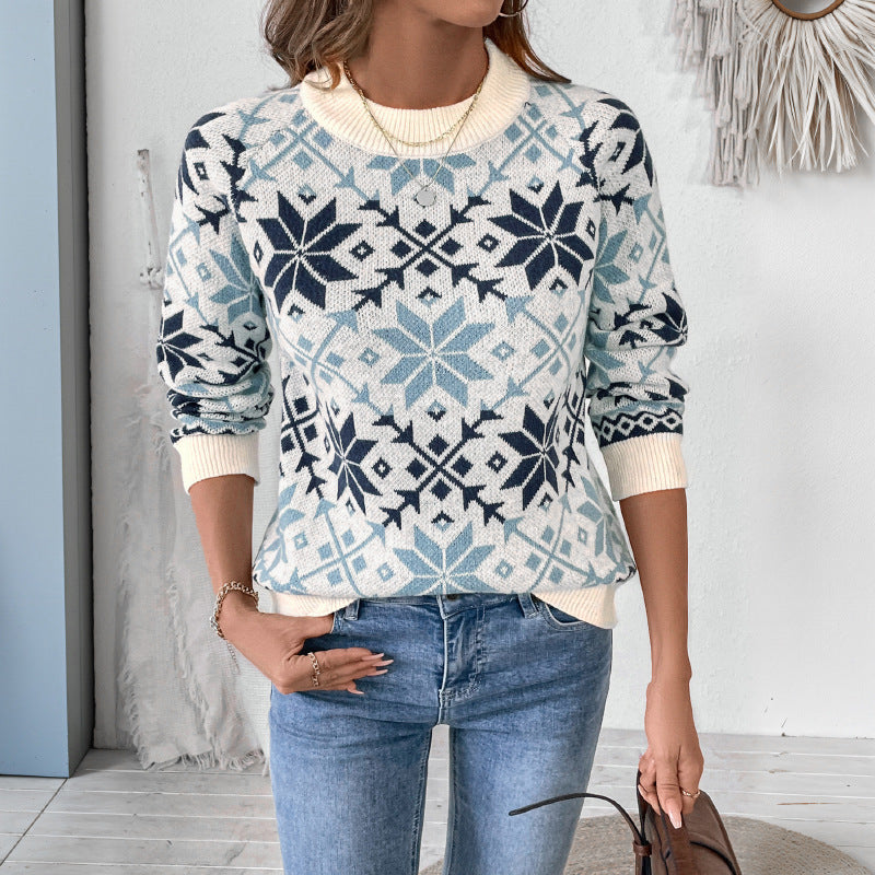 Knit sweater for women with winter snowflake pattern Lune London