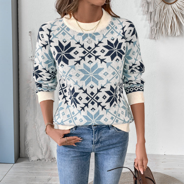 Knit sweater for women with winter snowflake pattern Lune London