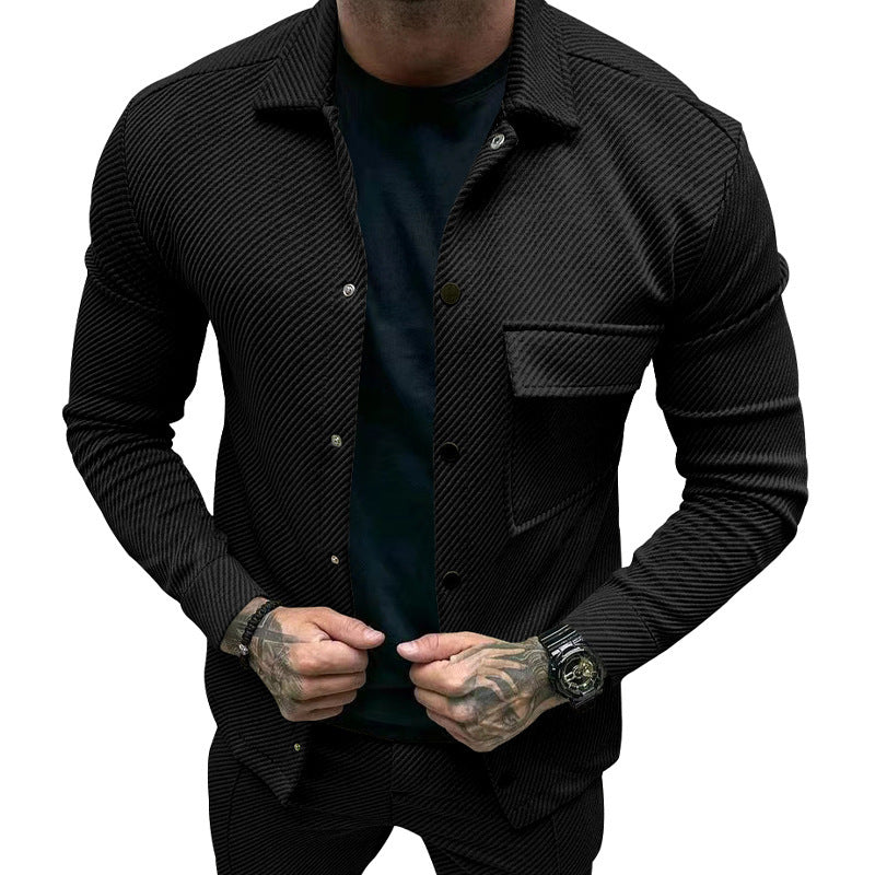 Men's elegant casual top with textured design and practical chest pocket Lune London