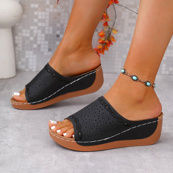 Stylish strappy sandals for women with perforated surface and non-slip sole Lune London