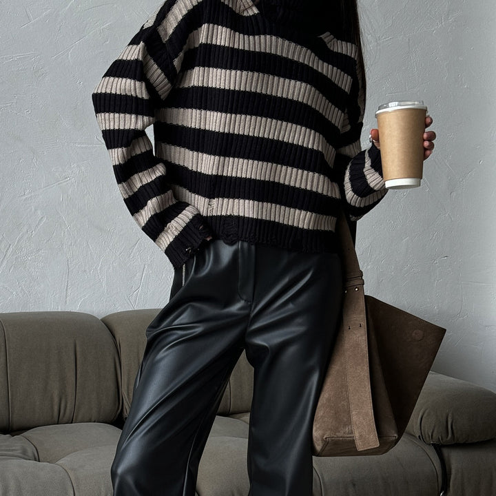 Lune London striped oversized sweater for women