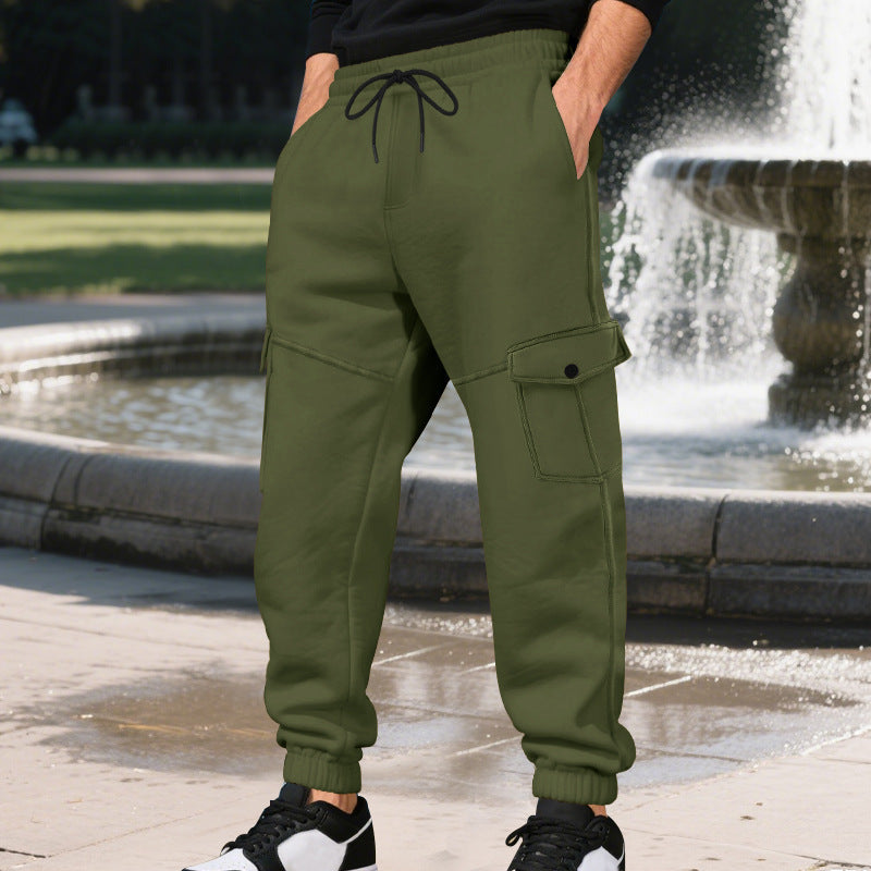 Men's cargo jogger pants with functional pockets and elastic waistband Lune London