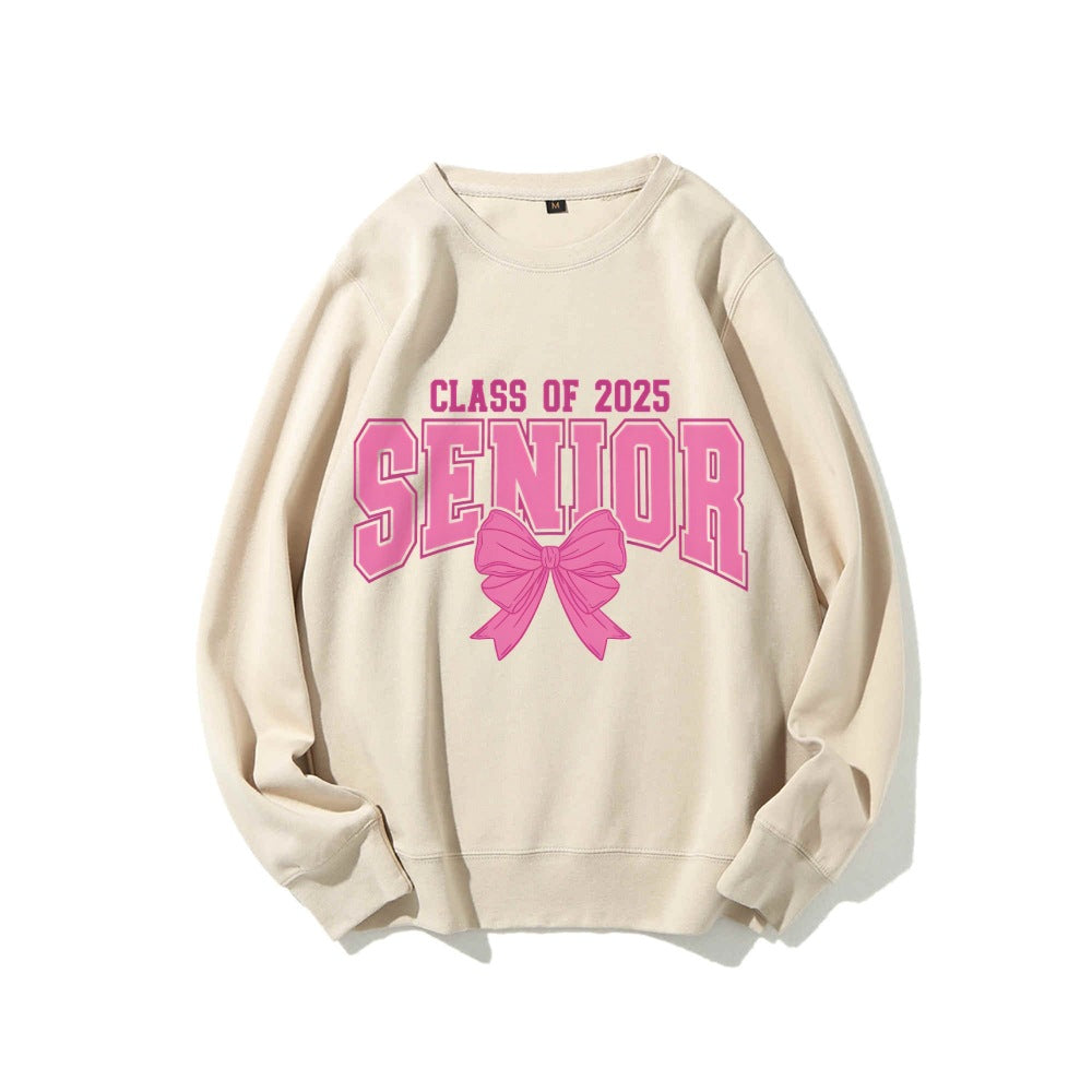 Sweatshirt pour femmes avec l'année de graduation et design de nœud décoratif Chic & Stil