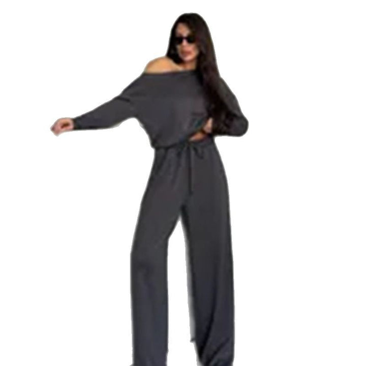 Casual jumpsuit for women with wide legs and an off-shoulder design Lune London