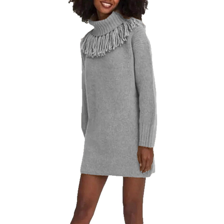 Knit dress for women with fringed collar and ribbed sleeves Lune London