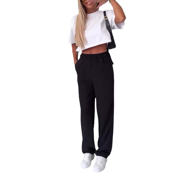 Pantalons cargo décontractés pour femmes avec poches pratiques et taille élastique Chic & Stil