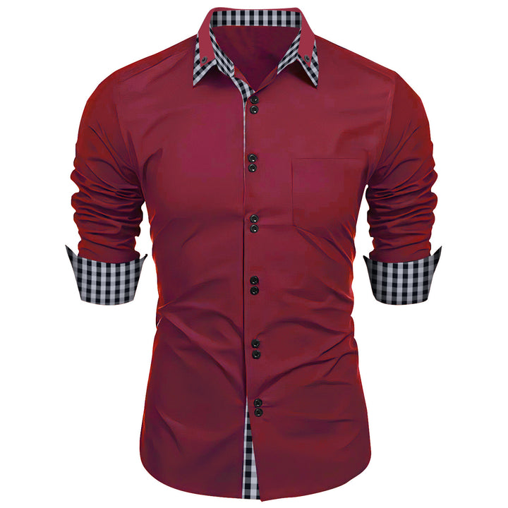 Premium long-sleeve shirt for men with contrasting button and cuff Lune London