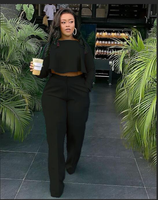 Ladies elegant cropped set with wide leg pants Lune London
