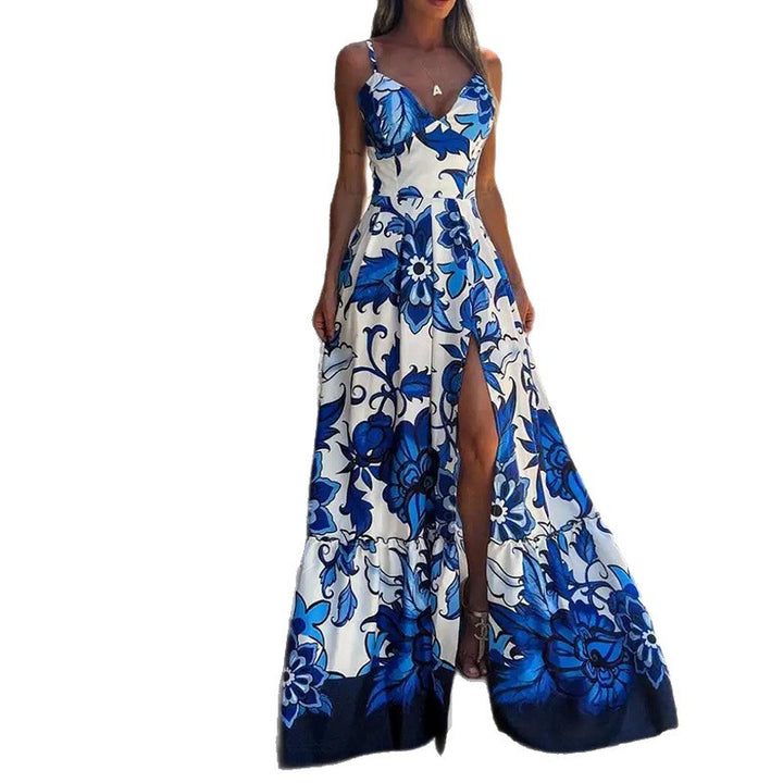 Robe maxi femme avec décolleté en V profond et motif floral Chic & Stil