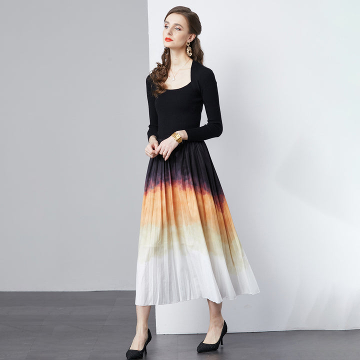 Elegant pleated maxi skirt Lune London for women
