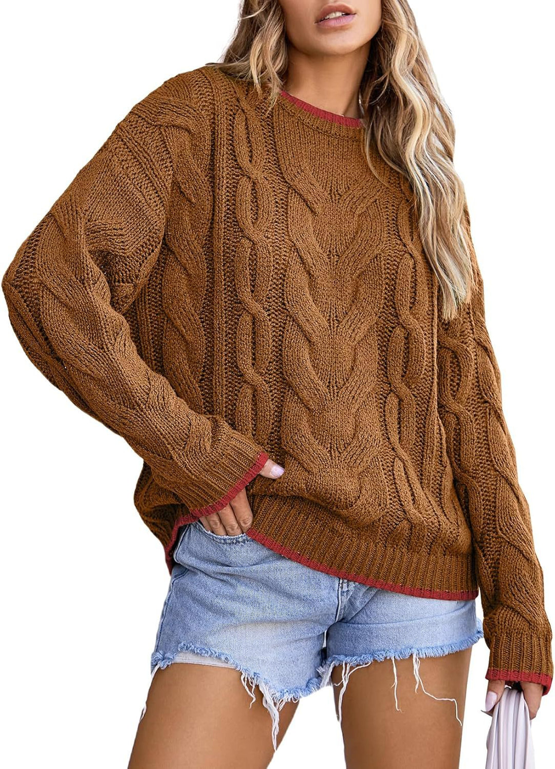 Knitted sweater for women with a thick braid pattern Lune London