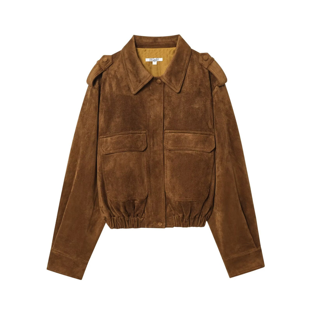 Trendy suede jacket for women with practical pockets Lune London