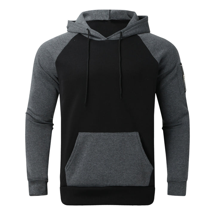 Men's sporty hoodie with contrasting sleeves and practical kangaroo pocket Lune London