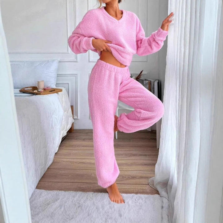 Ladies Cozy Fleece Lounge Set with Elastic Waist Lune London
