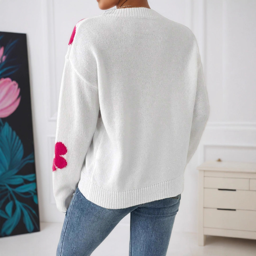Women's sweater with floral design and round neckline Lune London