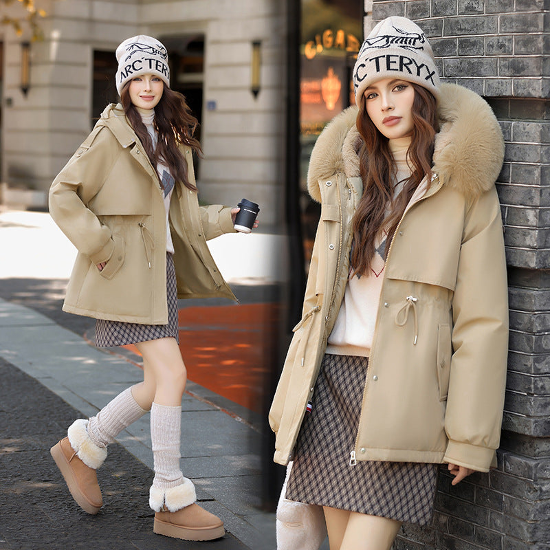 Women's winter coat with removable faux fur collar Lune London