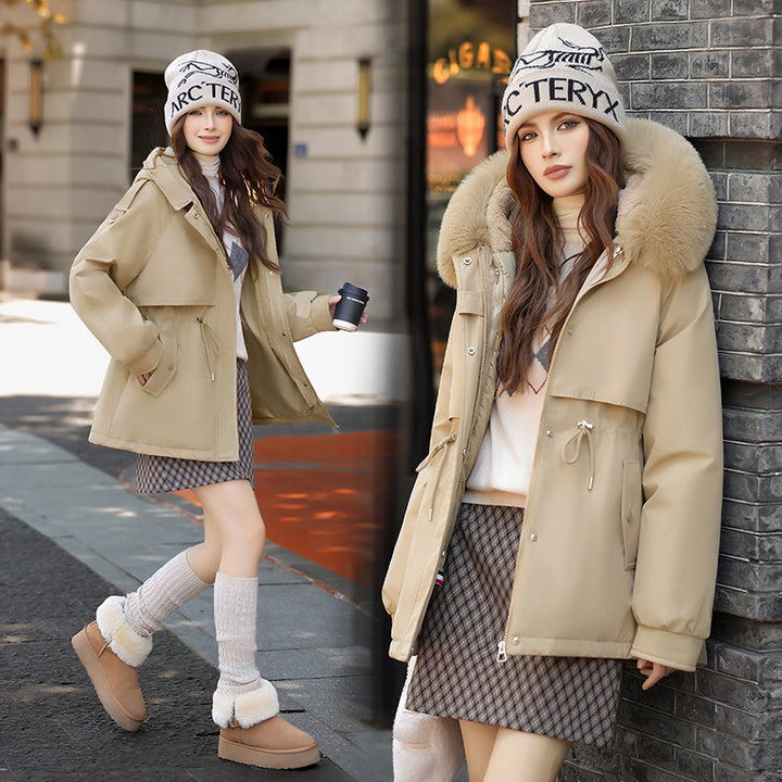 Women's winter coat with removable faux fur collar Lune London