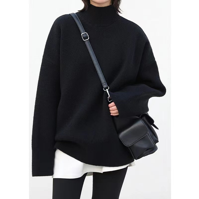 Sweater en maille épaisse pour femmes avec col roulé haut et épaules tombantes Chic & Stil